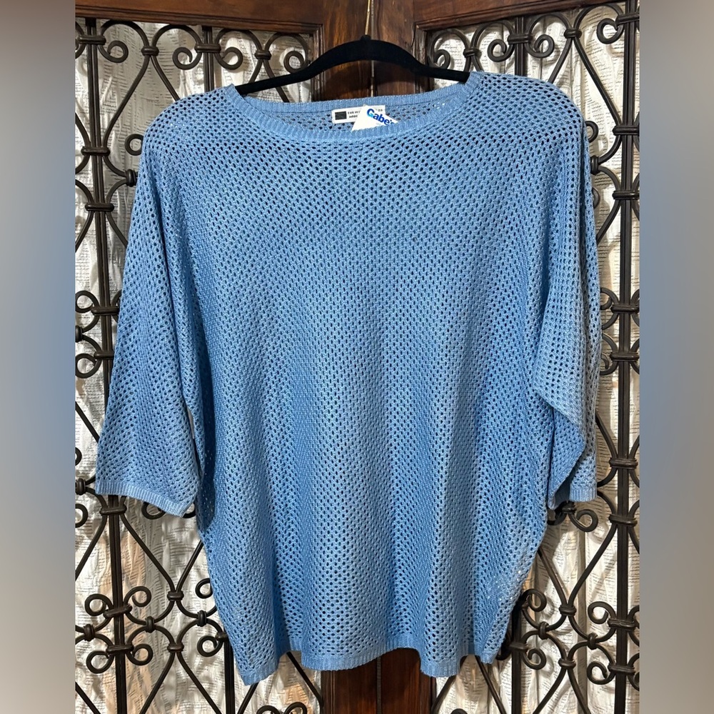 Blue Woven Mesh Top